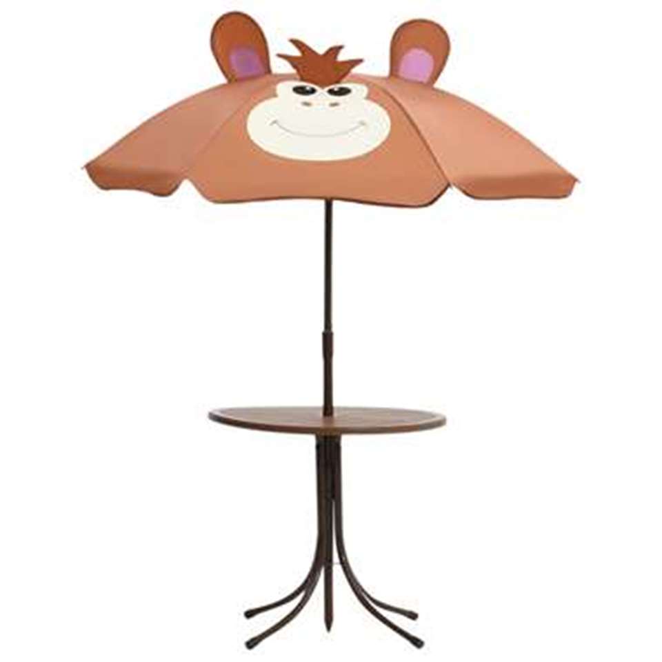 VIDAXL 3-delige Bistroset voor kinderen met parasol bruin