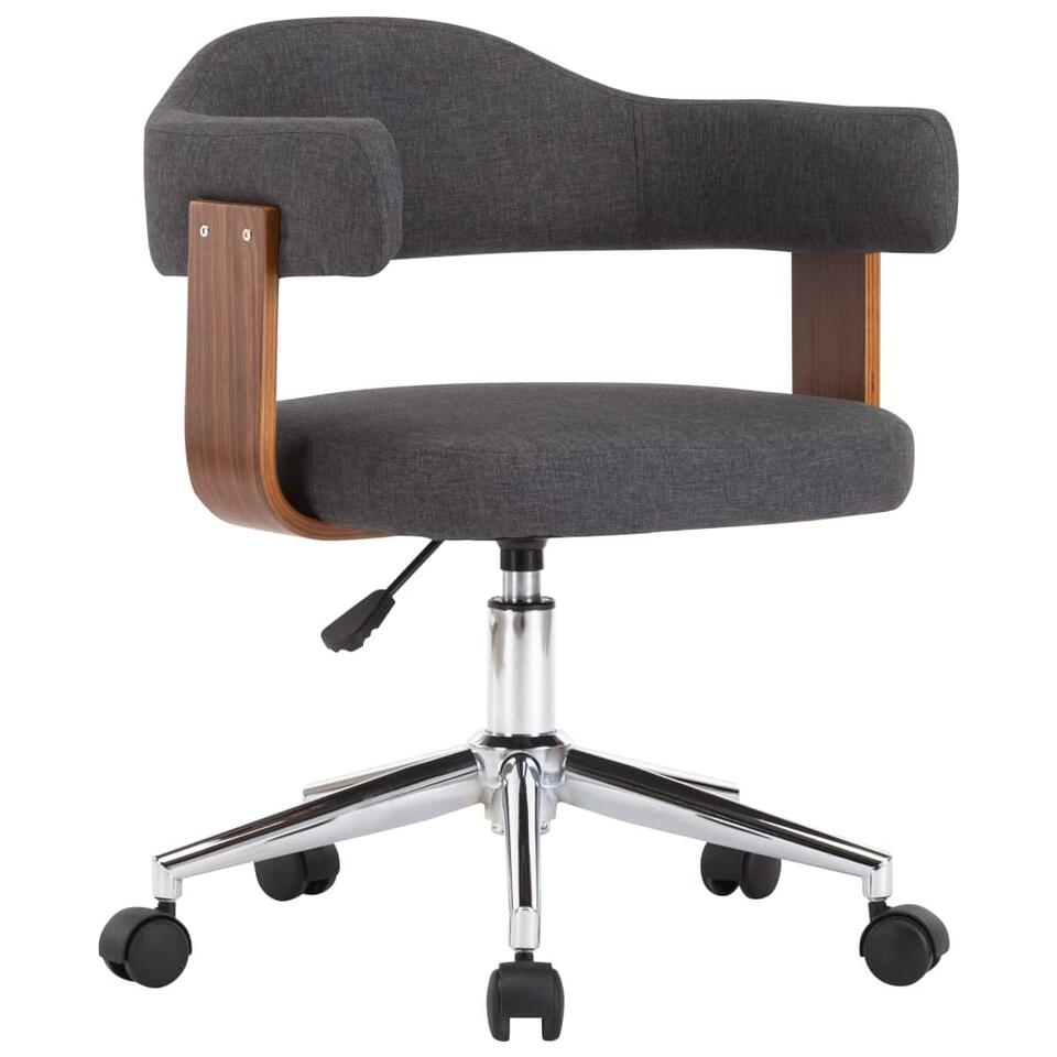 VIDAXL Kantoorstoel - draaibaar - gebogen hout en stof - grijs