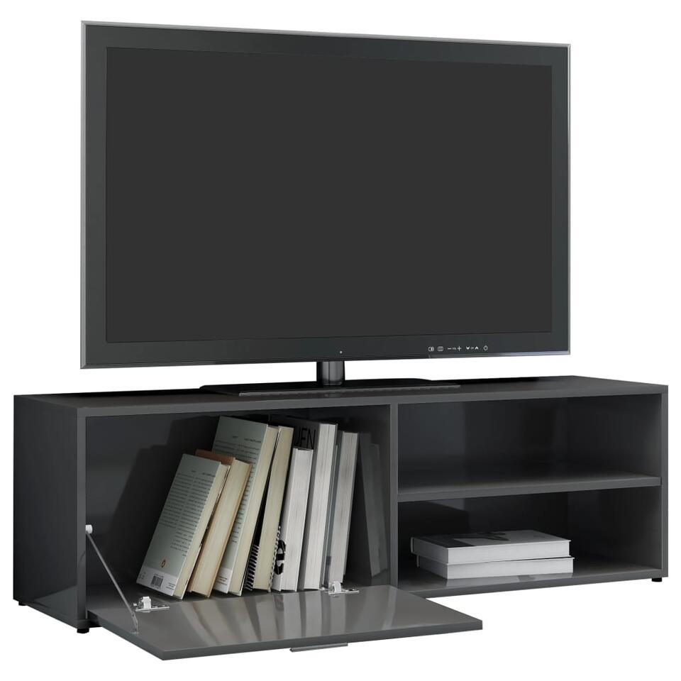 vidaXL Tv-meubel 120x34x37 cm bewerkt hout hoogglans grijs