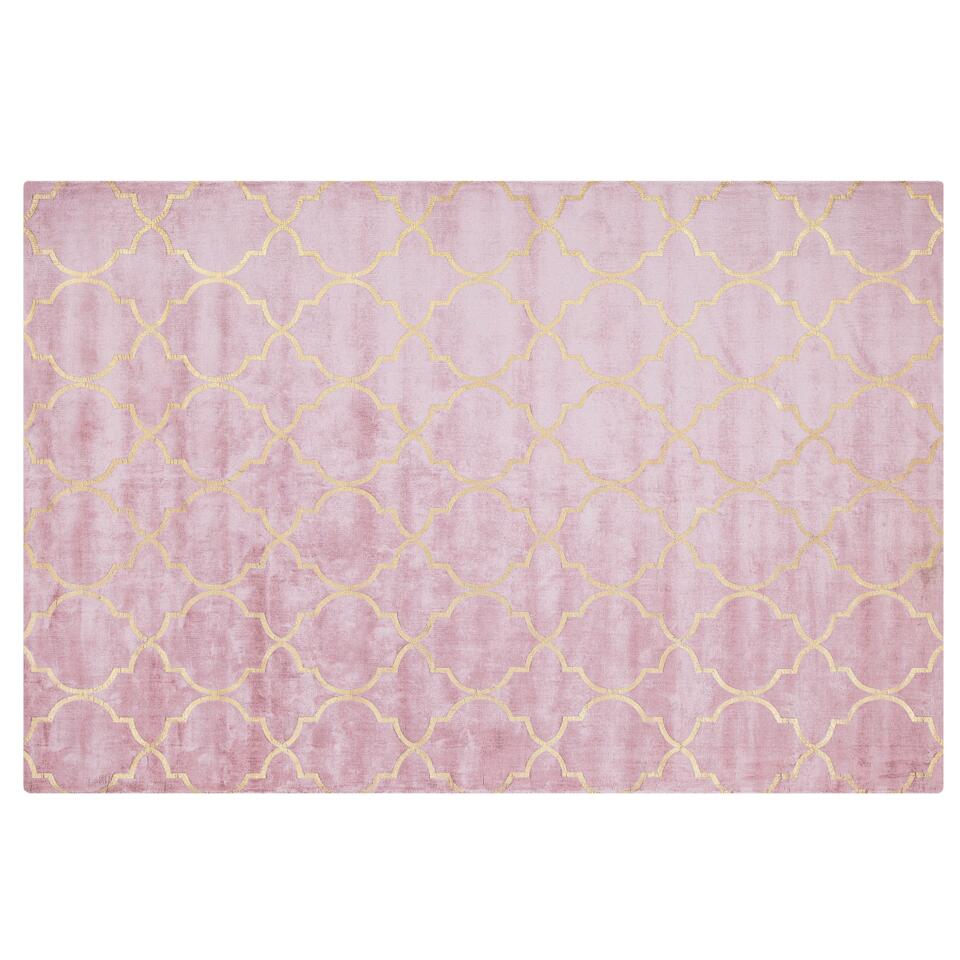 Leed Banzai Fantasierijk Beliani Vloerkleed roze/goud 160 x 230 cm YELKI | Leen Bakker