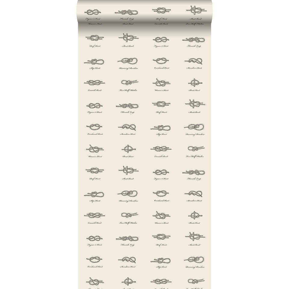 ESTAhome behang - knopen - bruin en crème beige - 53 cm x 10,05 m product