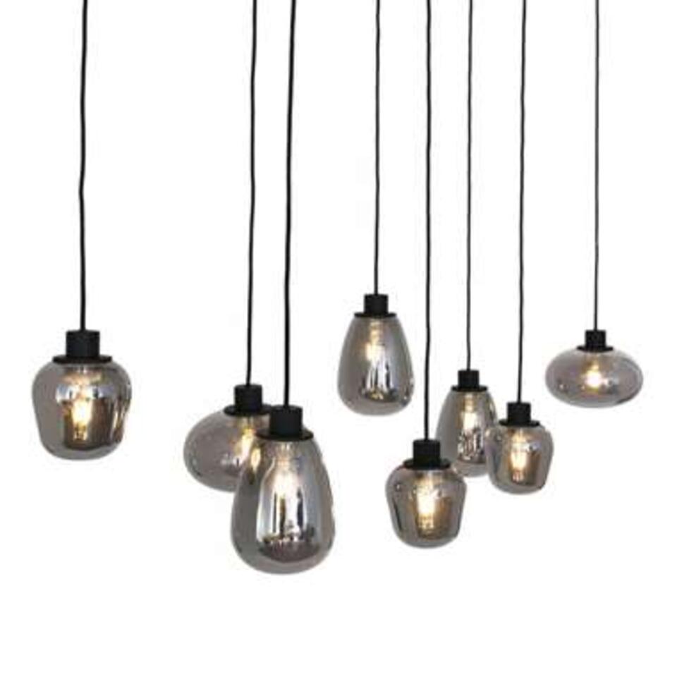 Steinhauer hanglamp Reflection 8 lichts - L 140 x B 25 cm - rook - zwart