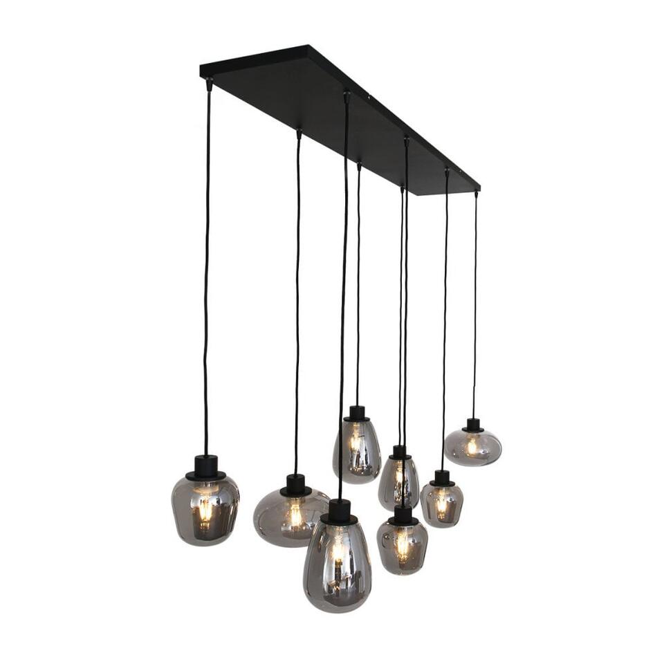 Steinhauer hanglamp Reflection 8 lichts - L 140 x B 25 cm - rook - zwart