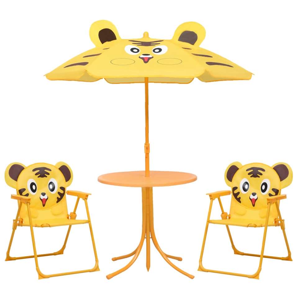 VIDAXL 3-delige Bistroset voor kinderen met parasol geel