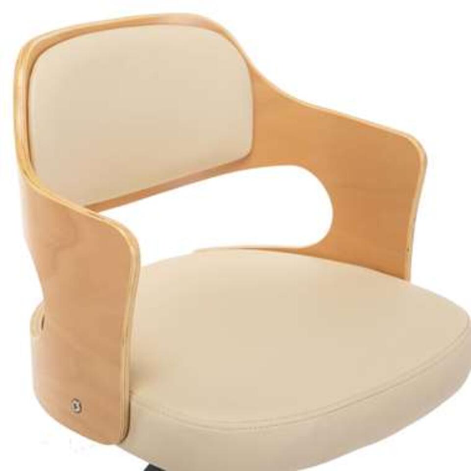VIDAXL Kantoorstoel - draaibaar - gebogen hout en kunstleer - crème