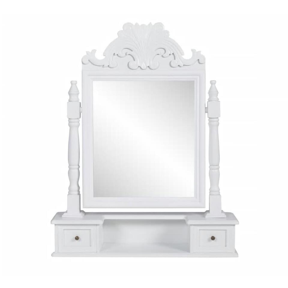 VIDAXL Kaptafel - met draaiende - rechthoekige - spiegel - MDF