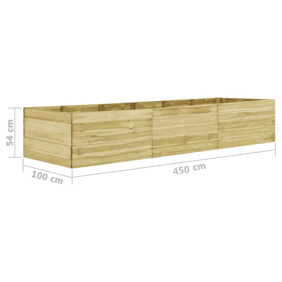 VIDAXL Plantenbak verhoogd 450x100x54 cm geïmpregneerd grenenhout