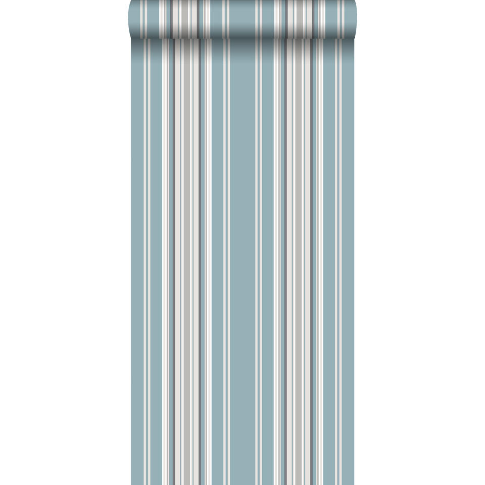 ESTAhome behang - strepen - vintage blauw en grijs - 53 cm x 10.05 m product