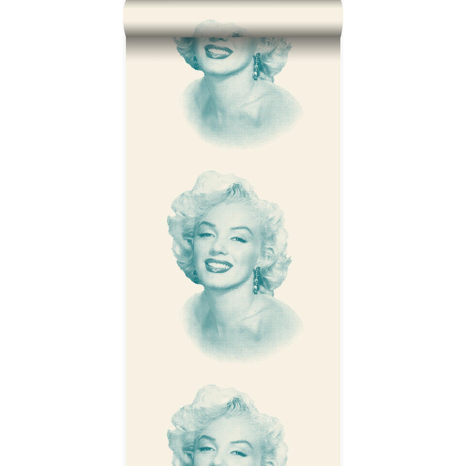 Origin behang - Marilyn Monroe - wit en turquoise - 53 cm x 10,05 m product