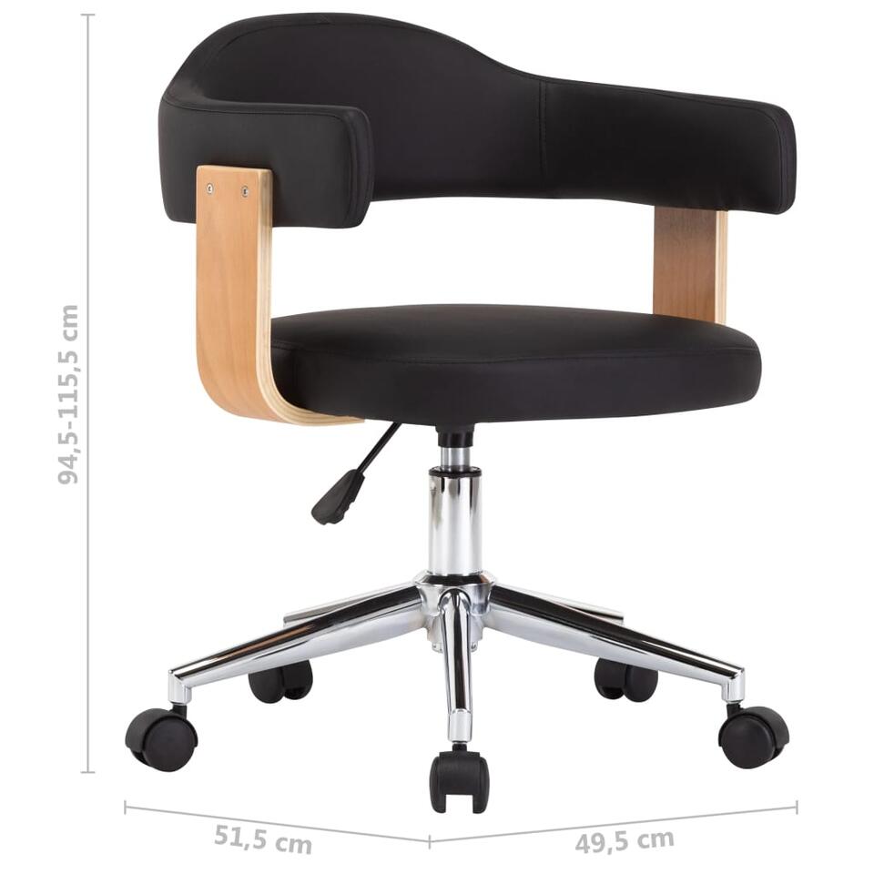 ik ga akkoord met schommel serveerster VIDAXL draaibare bureaustoel - gebogen hout en kunstleer - zwart | Leen  Bakker