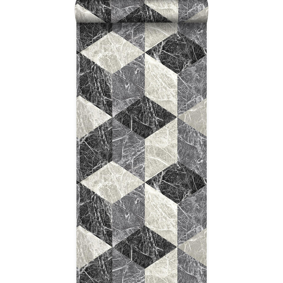 Origin behang - marmer - zwart en grijs - 53 cm x 10,05 m product