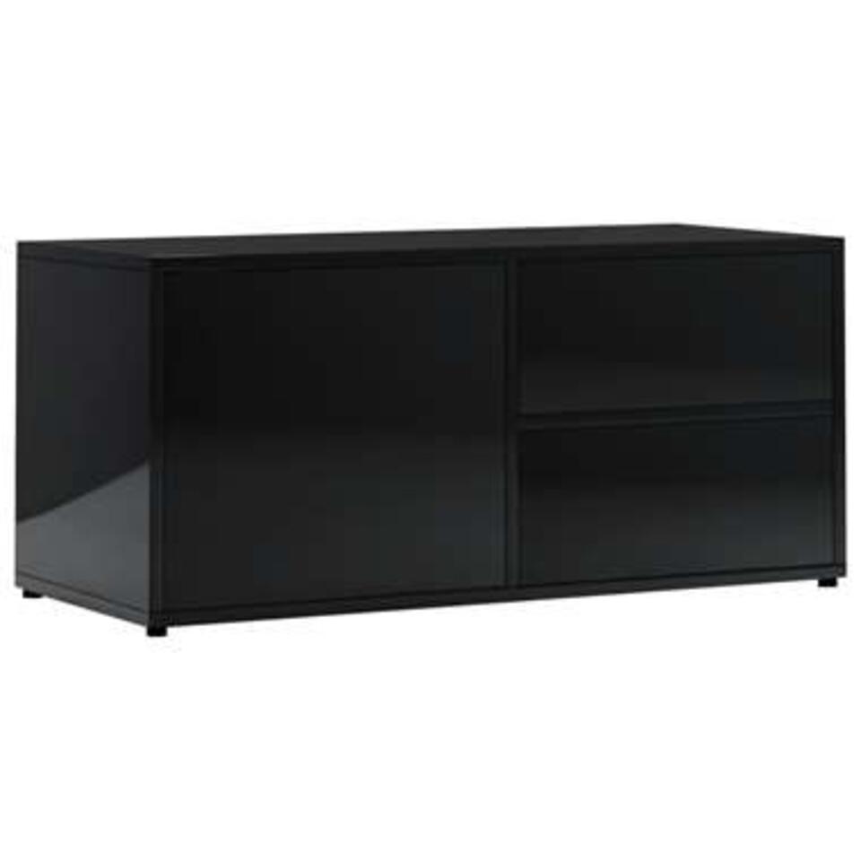 VIDAXL Tv-meubel 80x34x36 cm spaanplaat hoogglans zwart
