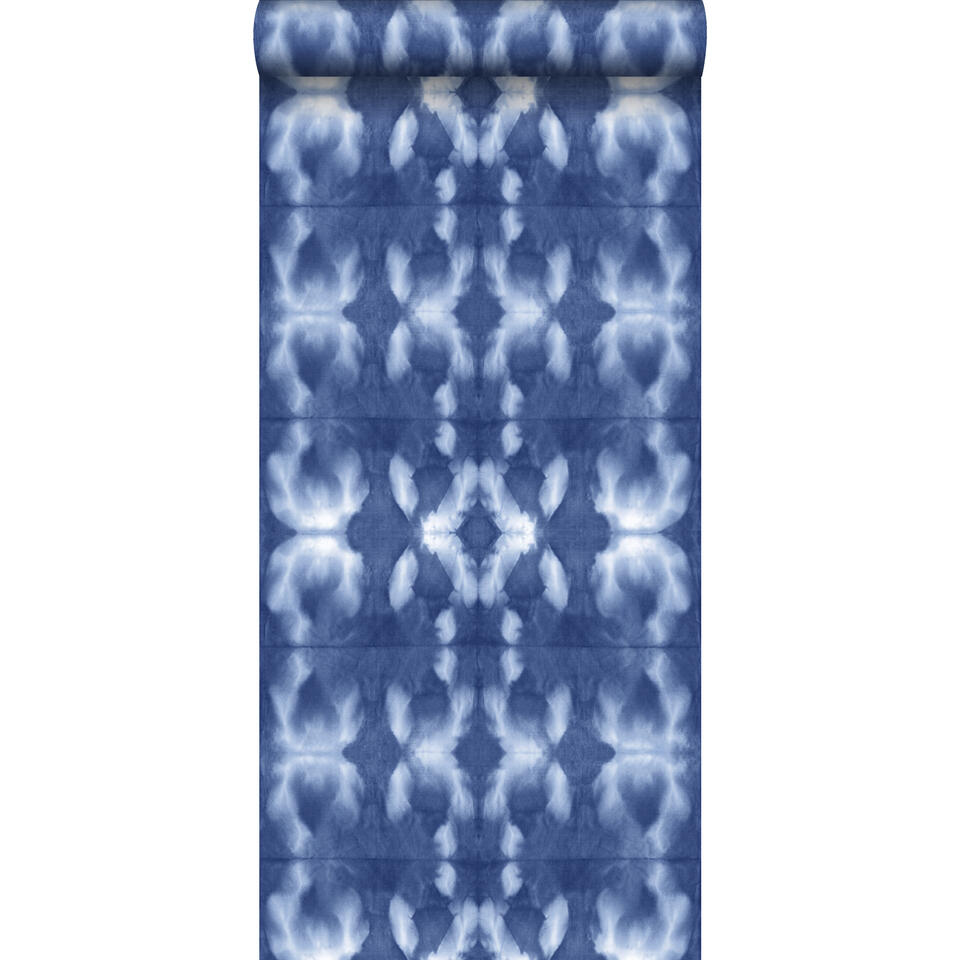 ESTAhome behang - tie-dye shibori motief - blauw - 53 cm x 10.05 m product