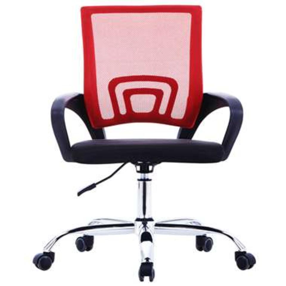 VIDAXL Kantoorstoel - met mesh - rugleuning stof - rood
