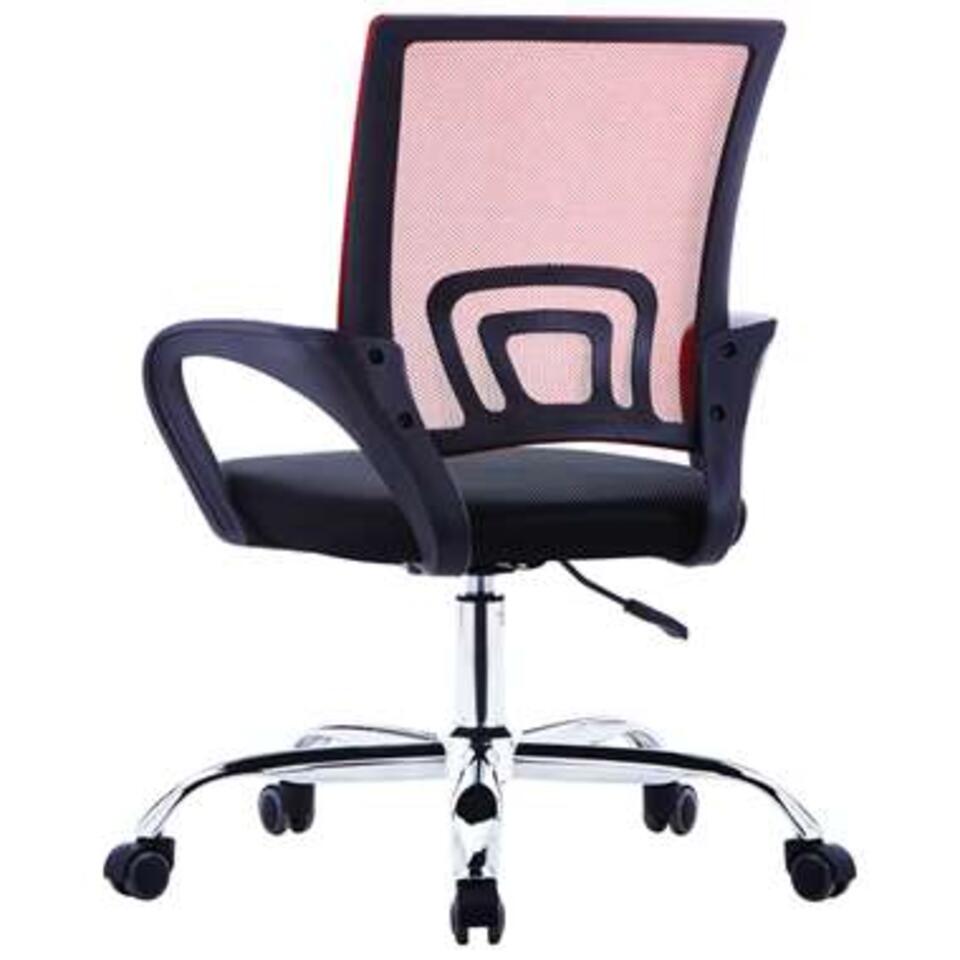 VIDAXL Kantoorstoel - met mesh - rugleuning stof - rood