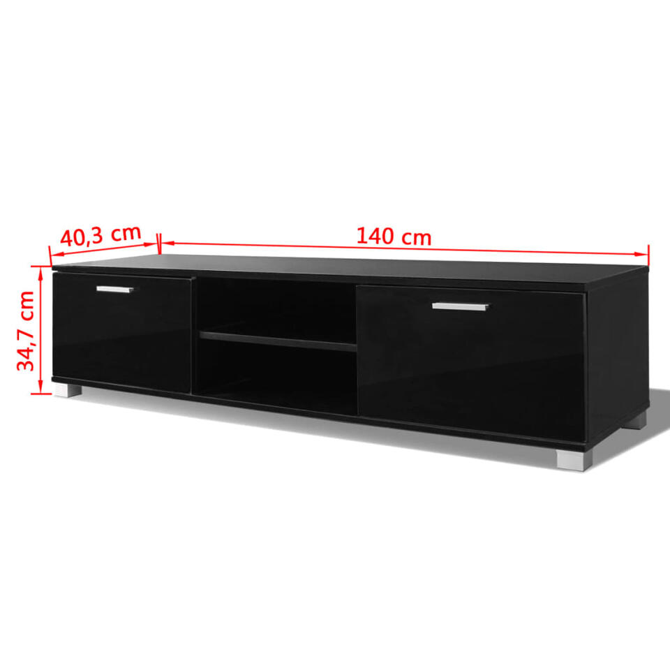 VIDAXL Tv-meubel 140x40,3x34,7 cm hoogglans zwart