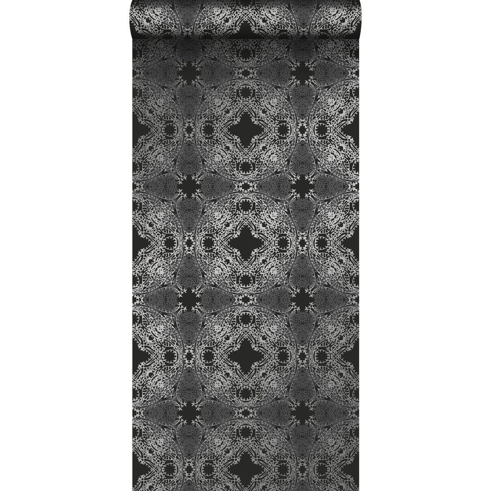 Origin behang - grafische vorm - zwart en zilver - 53 cm x 10,05 m product