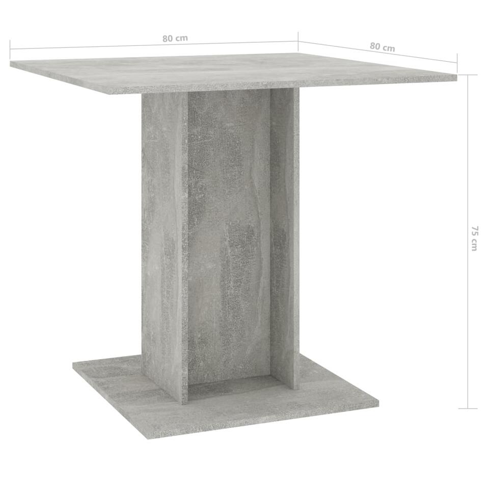 VIDAXL Eettafel 80x80x75 cm spaanplaat betongrijs