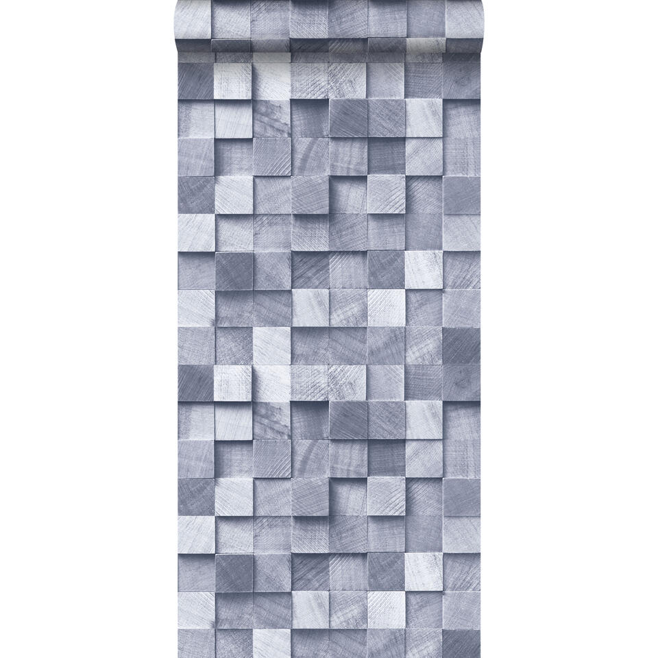 ESTAhome behang - stukjes hout - blauw - 53 cm x 10,05 m product