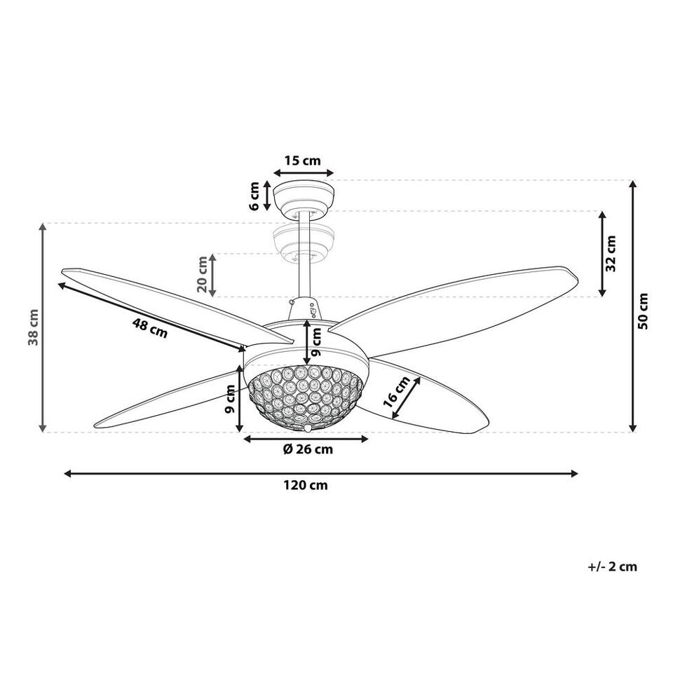 Beliani Plafondlamp met ventilator ZARQA - Zilver ijzer, multiplex