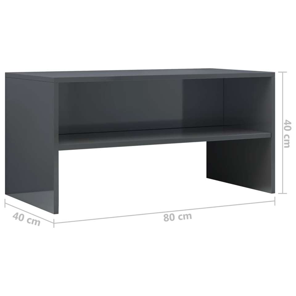 VIDAXL Tv-meubel 80x40x40 cm spaanplaat hoogglans grijs