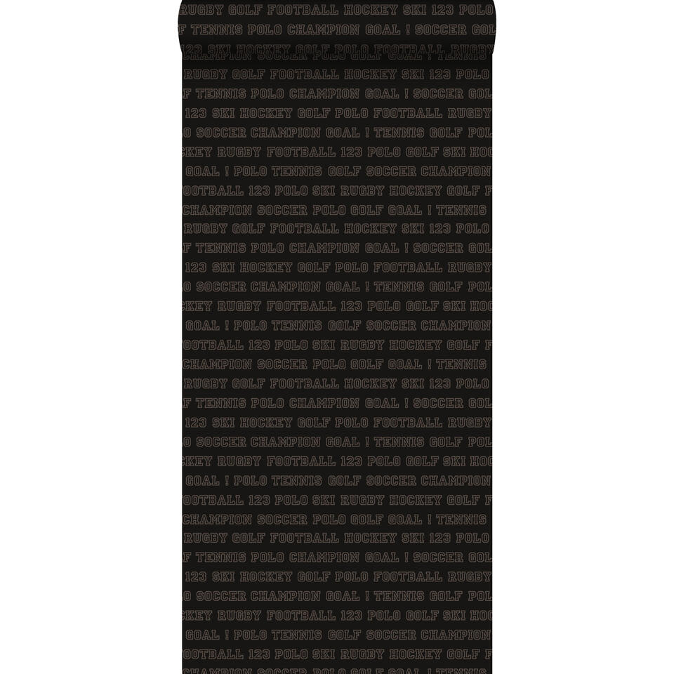 ESTAhome behang - sport teksten - donkerbruin - 53 cm x 10,05 m product