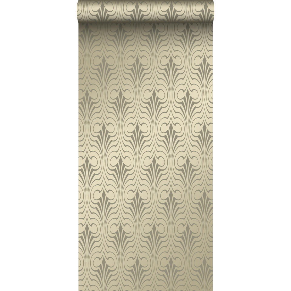 Origin behang - grafische vorm - glanzend goud - 53 cm x 10,05 m | Leen
