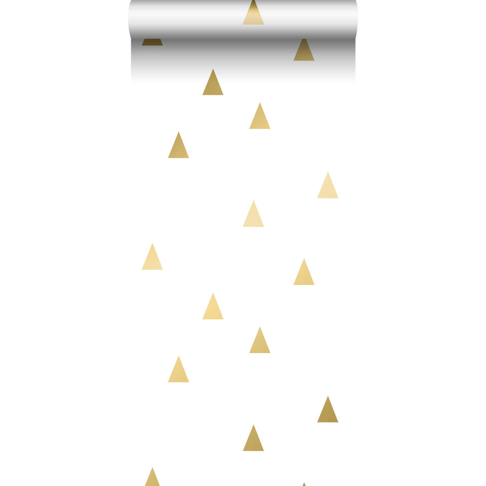ESTAhome behang - driehoeken - glanzend goud en wit - 53 cm x 10,05 m product