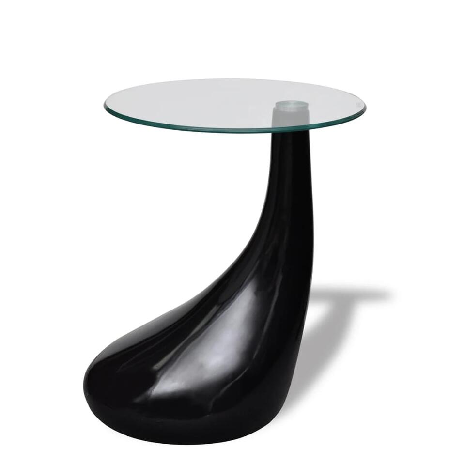 vidaXL Salontafel met rond glazen tafelblad hoogglans zwart