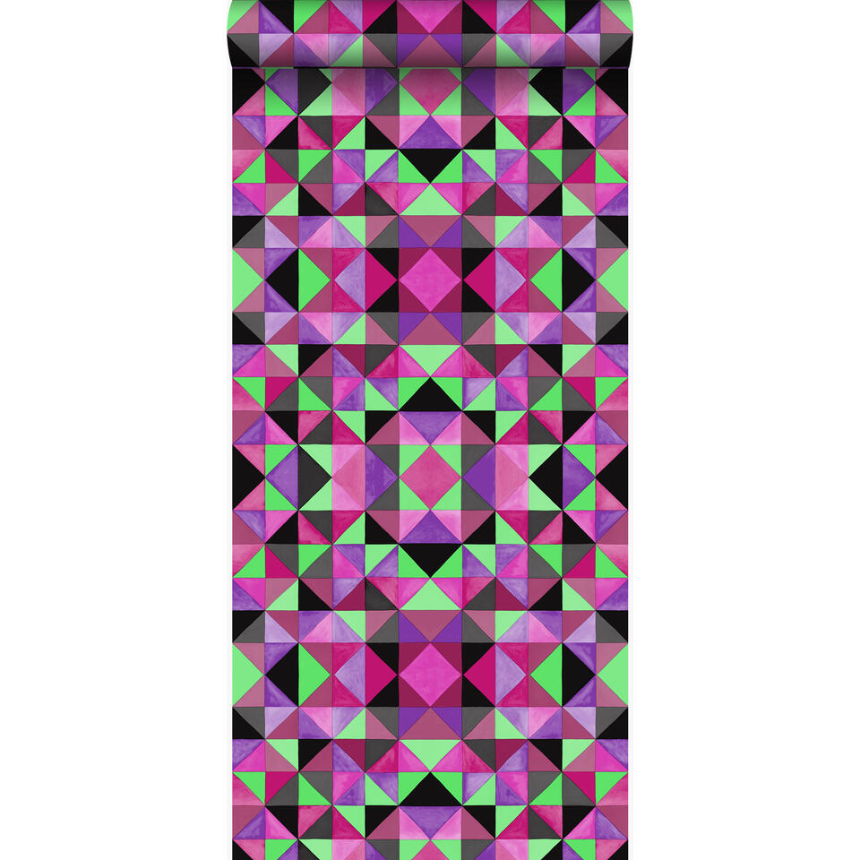 Origin behang - kubisme - roze en groen - 53 cm x 10,05 m product