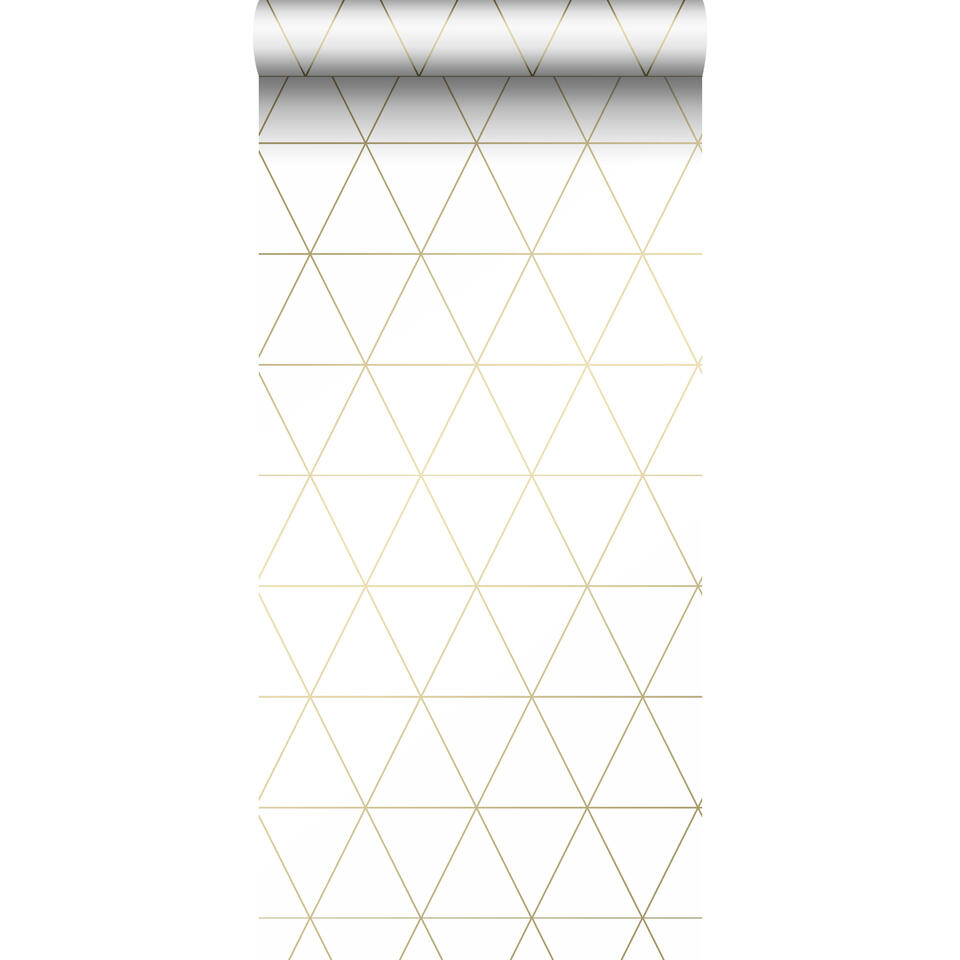 Origin behang - grafische driehoeken - wit en goud - 0.53 x 10.05 m product