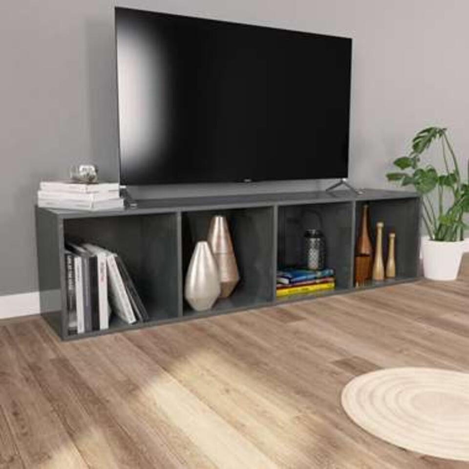 VIDAXL Boekenkast/tv-meubel 36x30x143 cm spaanplaat hoogglans grijs