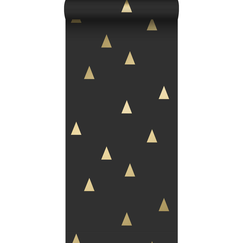 ESTAhome behang - grafische driehoeken - zwart, goud - 0.53 x 10.05 m product