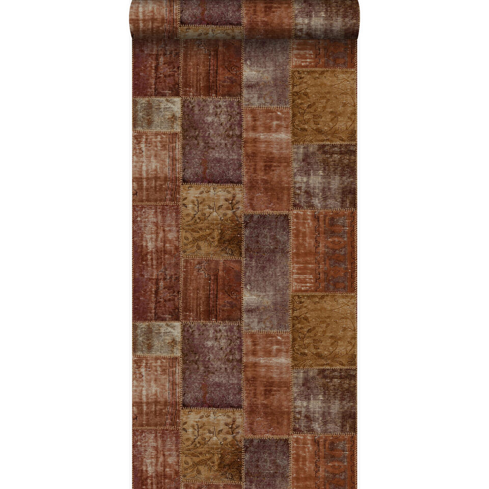 Origin behang - kelim patchwork - roest bruin - 53 cm x 10,05 m product