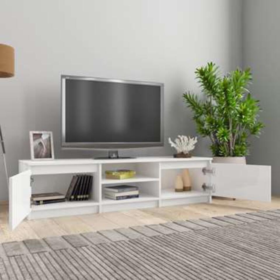 elke dag Wonen kennisgeving VIDAXL Tv-meubel 140x40x35,5 cm spaanplaat hoogglans wit | Leen Bakker