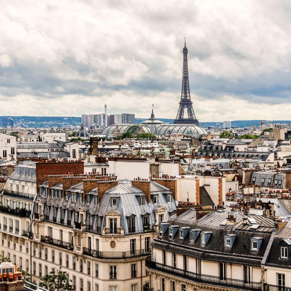 ESTAhome fotobehang - Parijs city view - beige, grijs - 2.79 x 2.79 m product