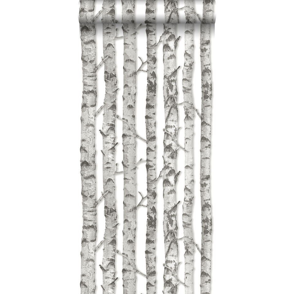 dik munt progressief ESTAhome behang - berken boomstammen - licht grijs - 53 cm x 10,05 m | Leen  Bakker