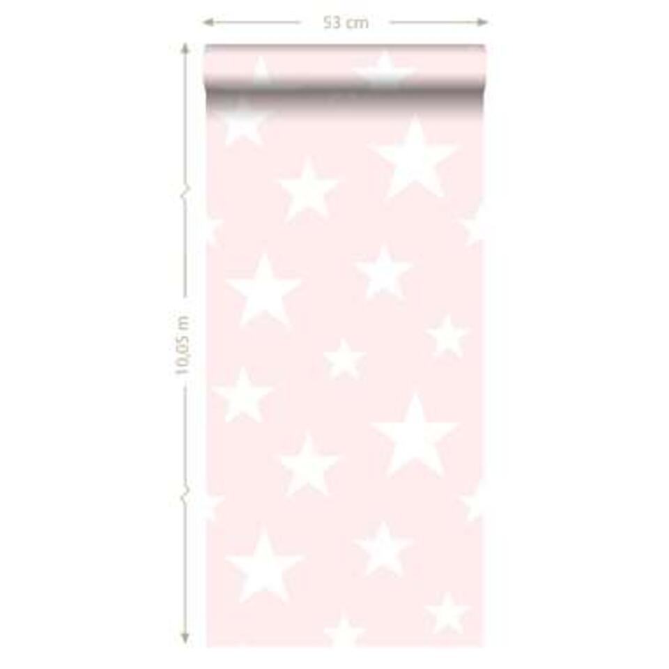 aanklager scheepsbouw Weiland ESTAhome behang - sterren - licht roze en wit - 53 cm x 10,05 m | Leen  Bakker