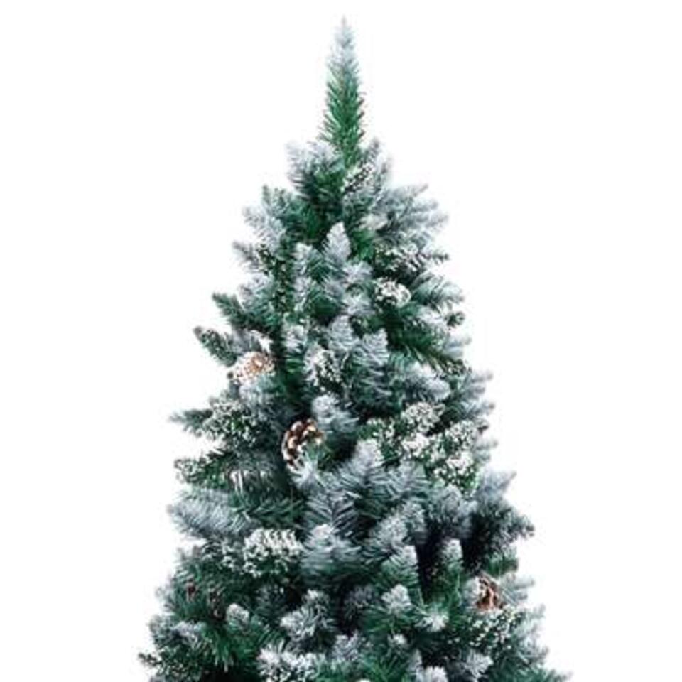 VIDAXL Kunstkerstboom met dennenappels en witte sneeuw 210 cm