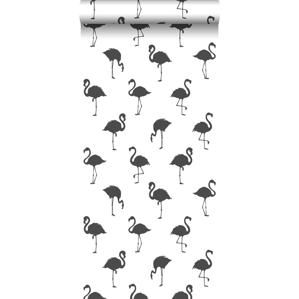 ESTAhome behang - flamingo's - zwart en wit - 0.53 x 10.05 m product