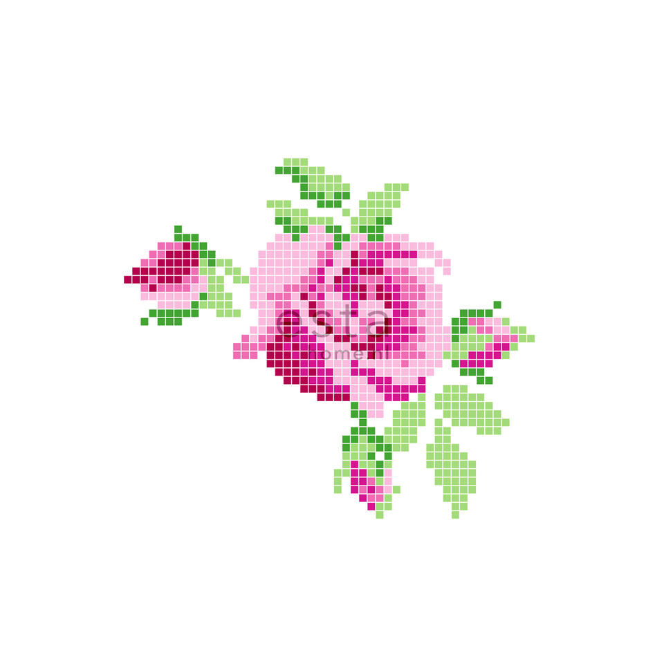 ESTAhome fotobehang - crochet rose - roze en groen - 186 cm x 2,79 m product