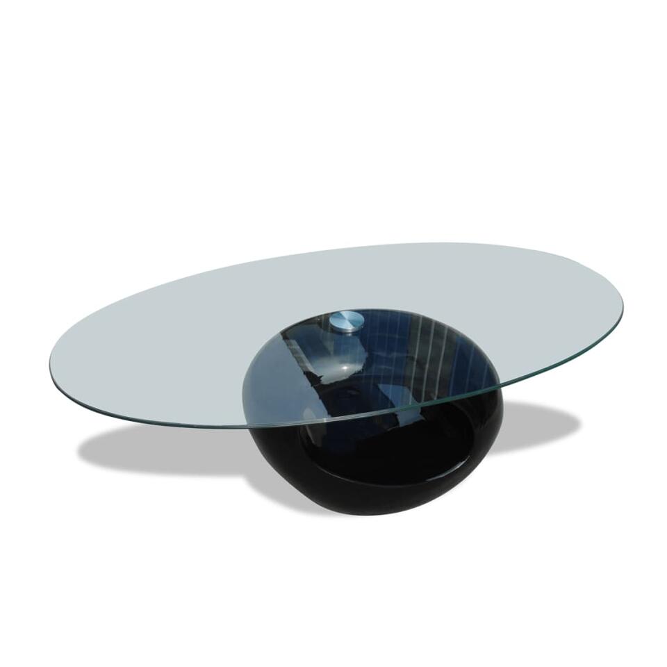 passagier leugenaar Zwitsers vidaXL Salontafel met ovale glazen tafelblad hoogglans zwart | Leen Bakker