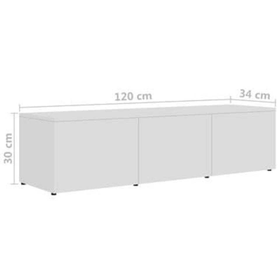 VIDAXL Tv-meubel 120x34x30 cm spaanplaat hoogglans wit