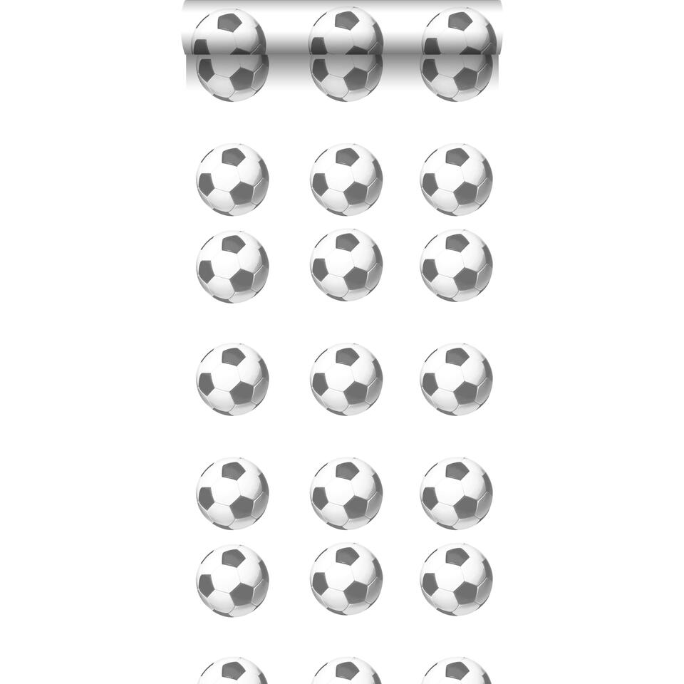 ten tweede Gevoelig voor ongebruikt ESTAhome behang - voetballen - zwart en wit - 53 cm x 10.05 m | Leen Bakker