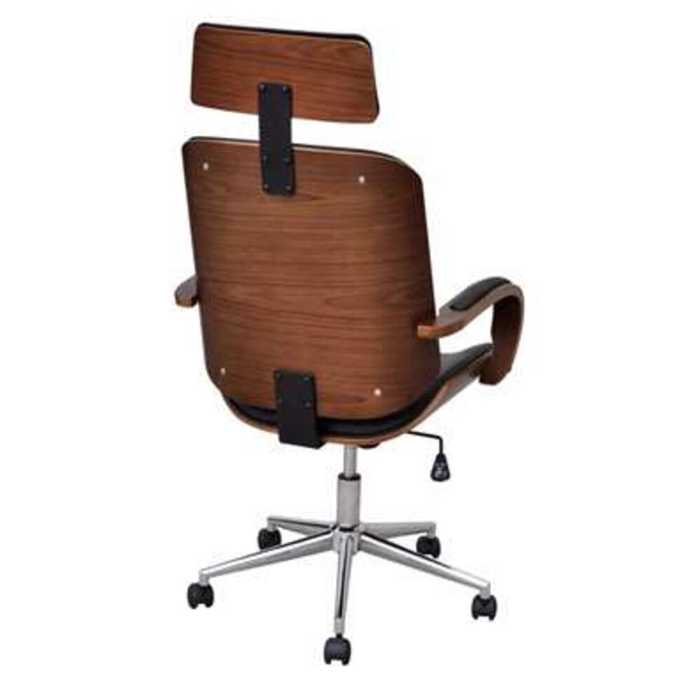 Bureaustoel - draaibaar - gebogen hout - bekleding en hoofdsteun