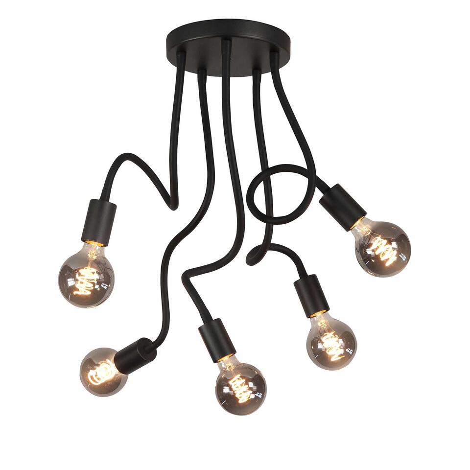Highlight Plafondlamp Flex - 5 lichts - 50 cm - E27 - zwart