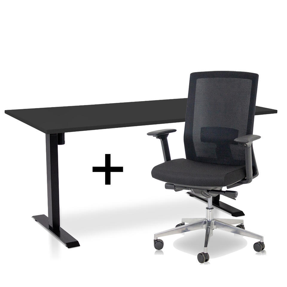 MRC EASY Set - Zit-sta bureau + bureaustoel - 160x80 - zwart product