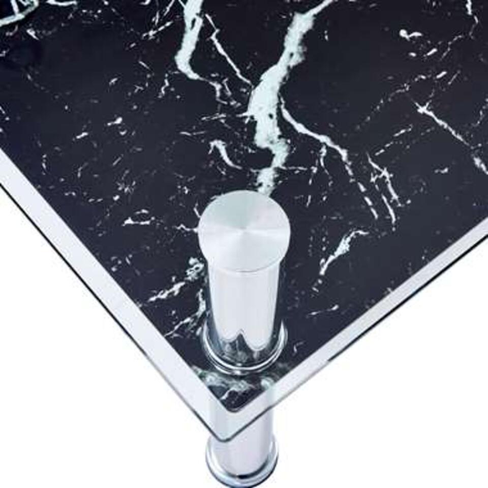 VIDAXL Salontafel met marmer-look 100x60x42 cm gehard glas zwart