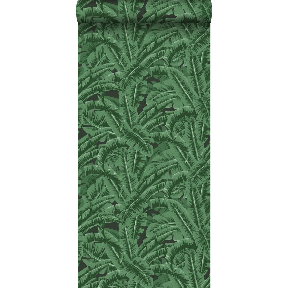 ESTAhome behang - bananenbladeren - groen en zwart - 0.53 x 10.05 m product