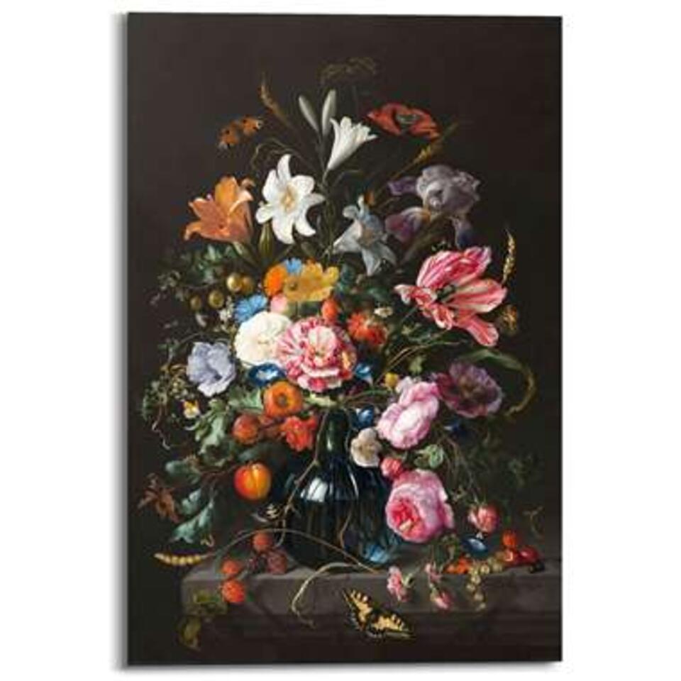 Herinnering zwaard Drijvende kracht Schilderij Vaas met bloemen 90x60 cm Bont Hout | Leen Bakker